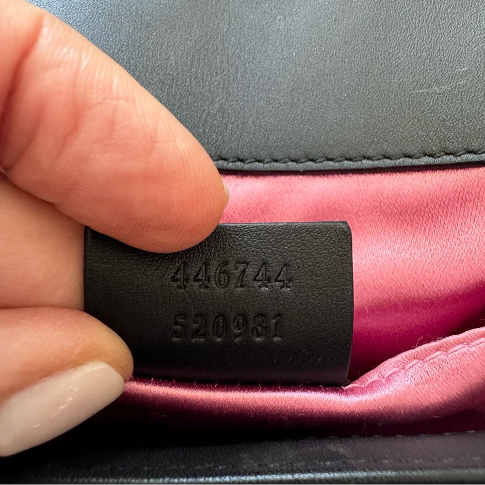 Authentic Gucci Velvet Matelasse Mini GG Marmont Shoulder Bag Black - Picture 10 of 12